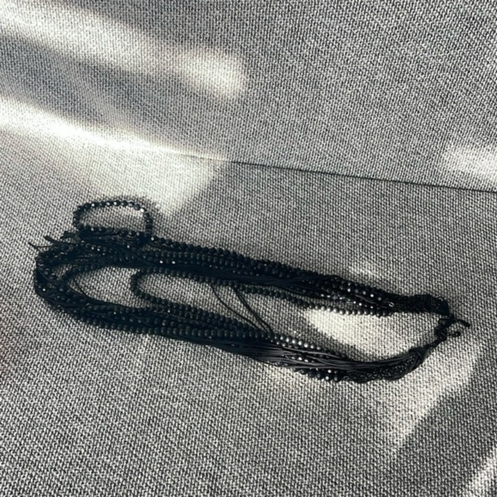 Black Cascading Multi-Layered Necklace - Picture 9 of 16